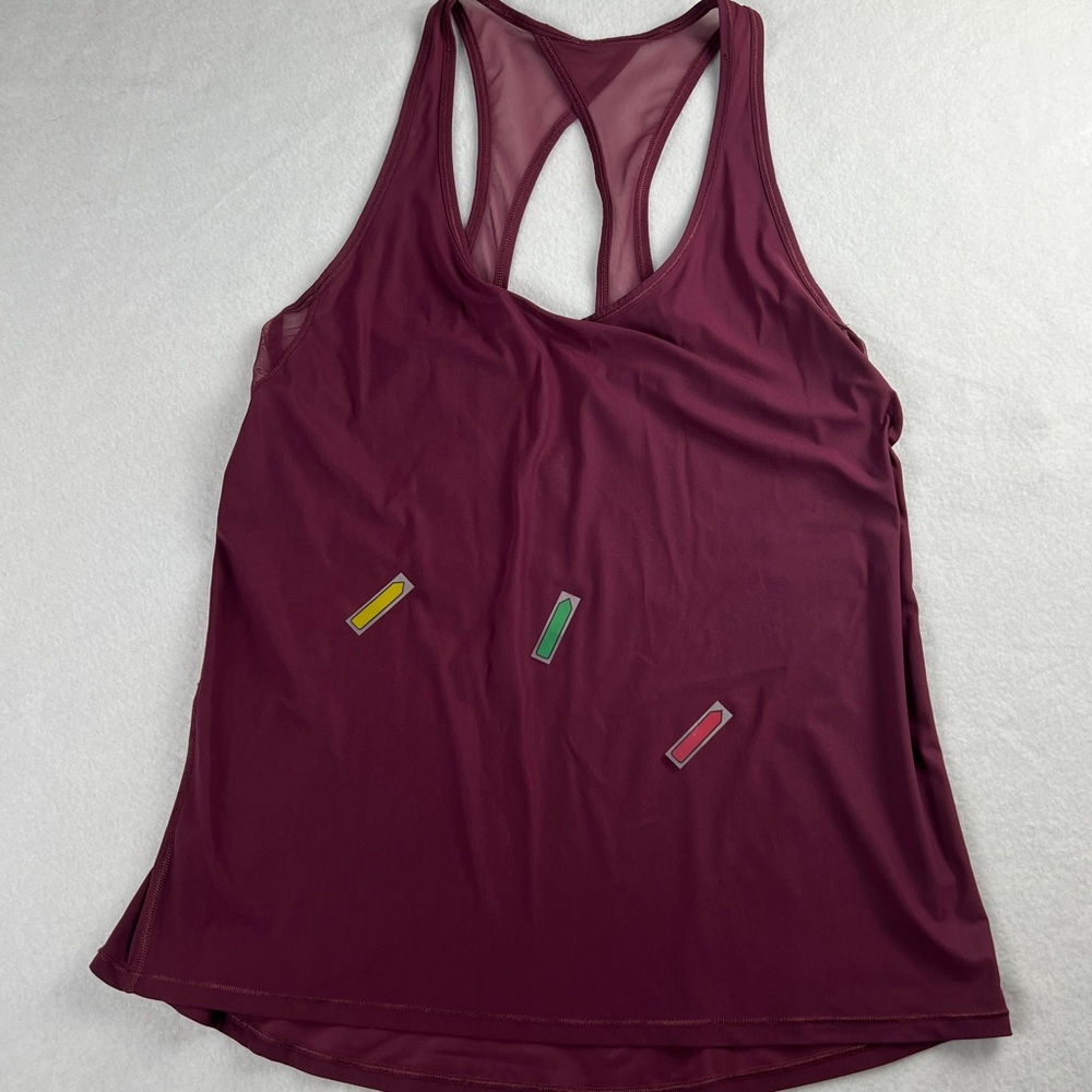 Lululemon Women's Tranquil Racerback Tank Mesh‎ Top Red Grape Medium? - Picture 6 of 9